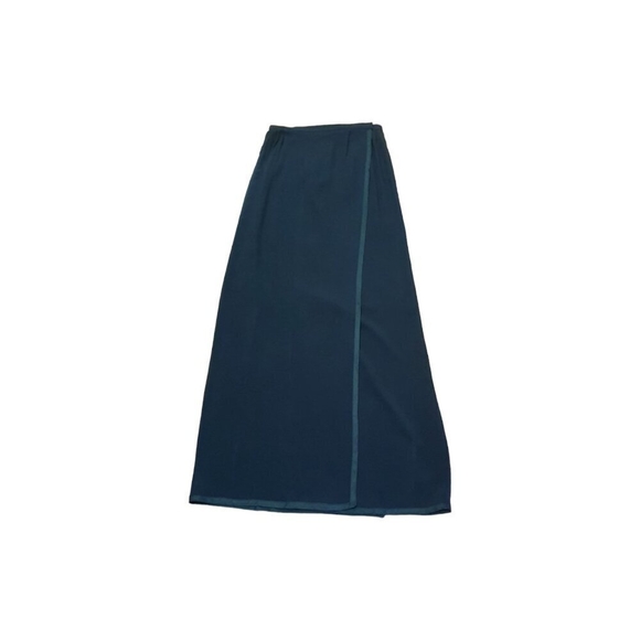 1980's SAINT LAURENT black crepe maxi wrap skirt Size S - Picture 4 of 16